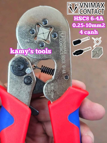 Kìm bấm cos vuông HSC8 6-4A Vnimax Contact pin tròn rỗng 0.25-10mm2 chính hãng
