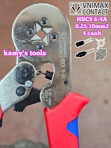 Kìm bấm cos vuông HSC8 6-4A Vnimax Contact pin tròn rỗng 0.25-10mm2 chính hãng