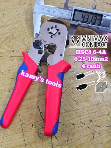 Kìm bấm cos vuông HSC8 6-4A Vnimax Contact pin tròn rỗng 0.25-10mm2 chính hãng