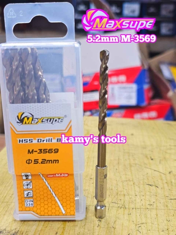 Mũi khoan sắt thép inox M35 chuôi lục giác Maxsupe 3mm 3.2mm 3.5mm 4mm 4.2mm 4.5mm 5mm 5.2mm 5.5mm 6mm