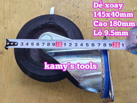 Combo đế càng và bánh xe cao su đặc Sanho XOAY 150mm dày 40mm 145x40mm Kamytools