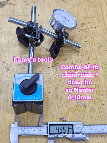 Combo đồng hồ so Neuter 0-10mm và để từ có chỉnh tinh WCZ-6C
