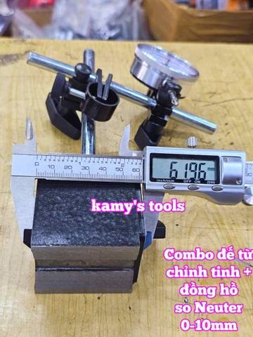 Combo đồng hồ so Neuter 0-10mm và để từ có chỉnh tinh WCZ-6C