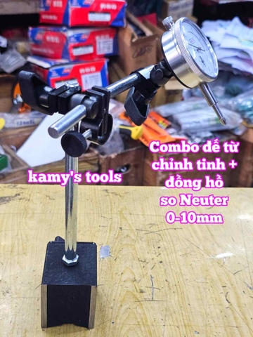 Combo đồng hồ so Neuter 0-10mm và để từ có chỉnh tinh WCZ-6C