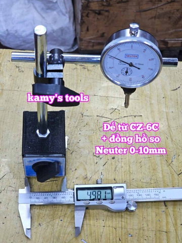 Combo đồng hồ so Neuter 0-10mm và để từ CZ-6C