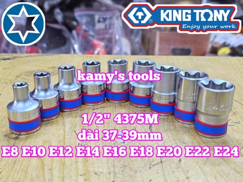Đầu tuýp E Kingtony 1/2 inch E8 E10 E12 E14 E16 E18 E20 E22 E24 437508M 437510M 437512M 437514M 437516M 437518M 437520M 437522M 437524M