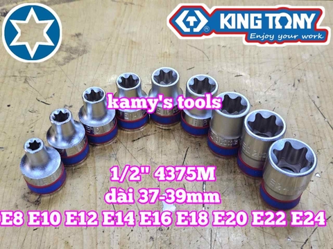 Đầu tuýp E Kingtony 1/2 inch E8 E10 E12 E14 E16 E18 E20 E22 E24 437508M 437510M 437512M 437514M 437516M 437518M 437520M 437522M 437524M