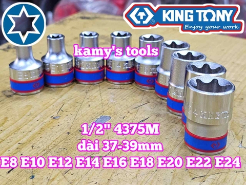 Đầu tuýp E Kingtony 1/2 inch E8 E10 E12 E14 E16 E18 E20 E22 E24 437508M 437510M 437512M 437514M 437516M 437518M 437520M 437522M 437524M