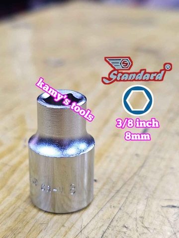 Đầu tuýp đầu khẩu ngắn 3/8 inch lục giác Standard 8mm 10mm 12mm 13mm 14mm 17mm
