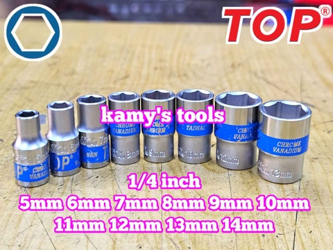 Đầu tuýp đầu khẩu ngắn 1/4 inch lục giác TOP 5mm 6mm 7mm 8mm 9mm 10mm 11mm 12mm 13mm 14mm