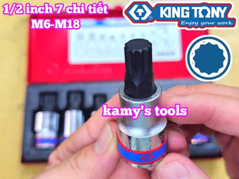Bộ tuýp lú đầu sao M 12 cạnh 1/2 inch Kingtony 4117PR 7 chi tiết M6 M8 M10 M12 M14 M16 M18