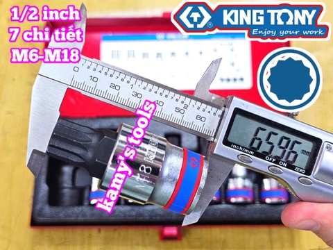 Bộ tuýp lú đầu sao M 12 cạnh 1/2 inch Kingtony 4117PR 7 chi tiết M6 M8 M10 M12 M14 M16 M18