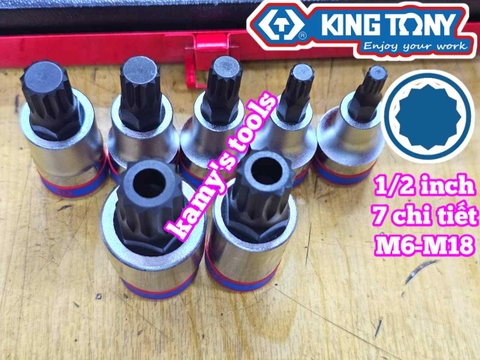 Bộ tuýp lú đầu sao M 12 cạnh 1/2 inch Kingtony 4117PR 7 chi tiết M6 M8 M10 M12 M14 M16 M18