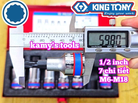 Bộ tuýp lú đầu sao M 12 cạnh 1/2 inch Kingtony 4117PR 7 chi tiết M6 M8 M10 M12 M14 M16 M18