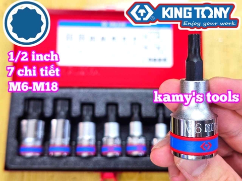 Bộ tuýp lú đầu sao M 12 cạnh 1/2 inch Kingtony 4117PR 7 chi tiết M6 M8 M10 M12 M14 M16 M18