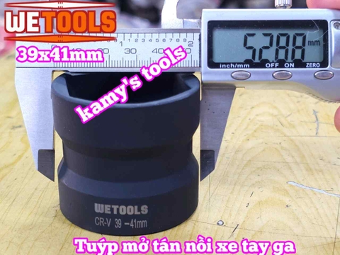 Đầu tuýp khẩu mở nồi xe tay ga xe máy 2 đầu 39mm 41mm và 34mm 46mm 1/2 inch thép đen Wetools WT-06201 WT-06202