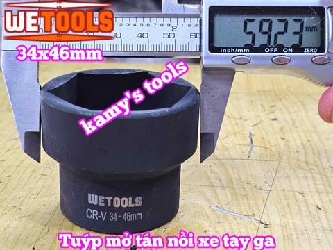 Đầu tuýp khẩu mở nồi xe tay ga xe máy 2 đầu 39mm 41mm và 34mm 46mm 1/2 inch thép đen Wetools WT-06201 WT-06202