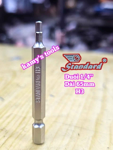Mũi xiết vít đầu lục giác đuôi 1/4 inch 6mm Standard H3, H4, H5, H6 dài 65mm dành cho máy khoan máy bắn vít