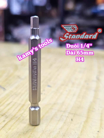 Mũi xiết vít đầu lục giác đuôi 1/4 inch 6mm Standard H3, H4, H5, H6 dài 65mm dành cho máy khoan máy bắn vít