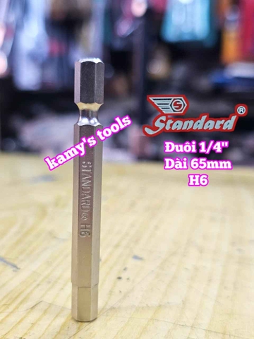 Mũi xiết vít đầu lục giác đuôi 1/4 inch 6mm Standard H3, H4, H5, H6 dài 65mm dành cho máy khoan máy bắn vít