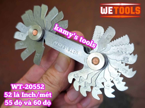 Dưỡng đo ren thước đo ren 52 lá hệ mét và hệ inch 55 độ và 60 độ Wetools WT-20552