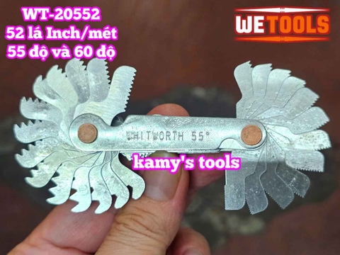 Dưỡng đo ren thước đo ren 52 lá hệ mét và hệ inch 55 độ và 60 độ Wetools WT-20552