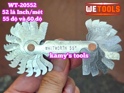 Dưỡng đo ren thước đo ren 52 lá hệ mét và hệ inch 55 độ và 60 độ Wetools WT-20552