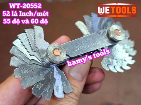 Dưỡng đo ren thước đo ren 52 lá hệ mét và hệ inch 55 độ và 60 độ Wetools WT-20552