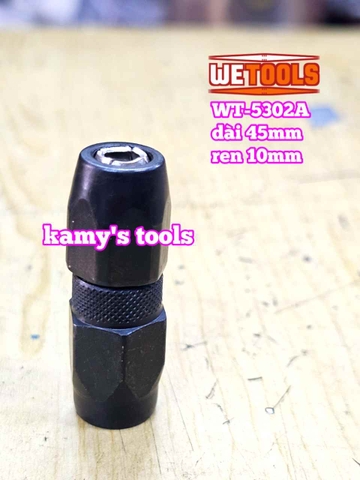 Đầu bơm mỡ đen bôi trơn áp suất cao 1/8 inch dài 45mm ren 10mm Wetools WT-5302A