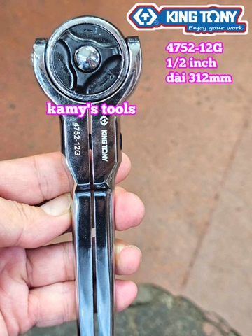 Cần siết tự động đầu lắc léo 1/2 inch Kingtony model 4752-12G dài 300mm 72 răng