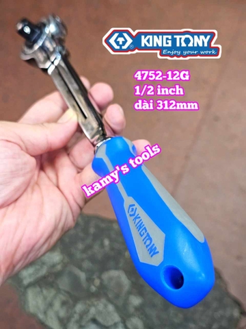 Cần siết tự động đầu lắc léo 1/2 inch Kingtony model 4752-12G dài 300mm 72 răng