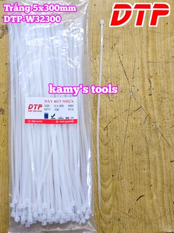 Dây rút dây thít nhựa màu đen trắng 5x300mm DTP-W32300 DTP-B32300 (1 bịch/100 sợi)