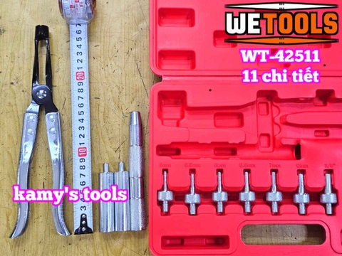 Bộ dụng cụ đóng nhổ tháo lắp phốt phớt git ô tô 11 chi tiết kìm nhổ xupap Wetools WT-42511