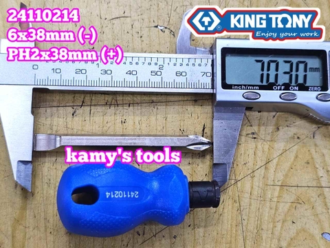 Tua vít lùn 2 đầu bake dẹp Kingtony PH2 dài 38mm 6x38mm model 24110214