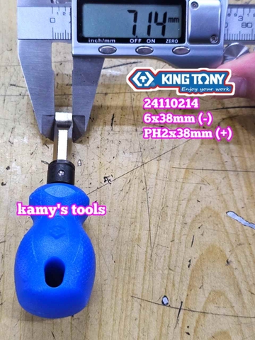 Tua vít lùn 2 đầu bake dẹp Kingtony PH2 dài 38mm 6x38mm model 24110214