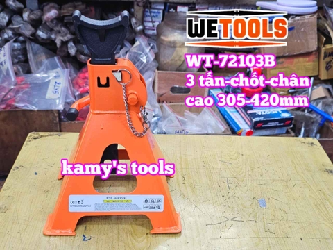 Chân kê con đội kê 3 tấn có chốt an toàn và lót chân Wetools WT-72103B cao 305-420mm