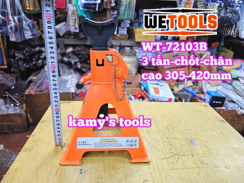 Chân kê con đội kê 3 tấn có chốt an toàn và lót chân Wetools WT-72103B cao 305-420mm