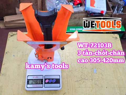 Chân kê con đội kê 3 tấn có chốt an toàn và lót chân Wetools WT-72103B cao 305-420mm