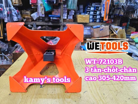 Chân kê con đội kê 3 tấn có chốt an toàn và lót chân Wetools WT-72103B cao 305-420mm
