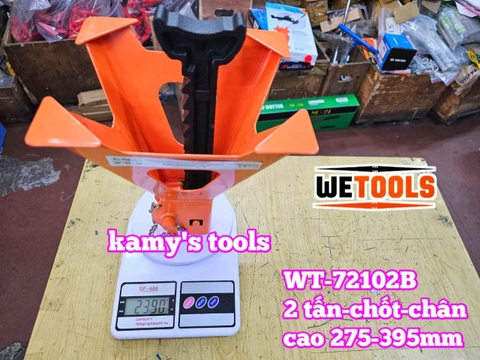 Chân kê con đội kê 2 tấn có chốt an toàn và lót chân Wetools WT-72102B cao 275-395mm