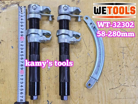 Bộ cảo vam lò xo phuộc giảm xóc ô tô có vòng bảo vệ 3 chi tiết ngàm 58-280mm Wetools WT-32302