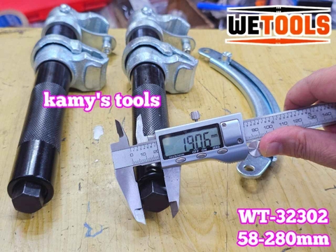 Bộ cảo vam lò xo phuộc giảm xóc ô tô có vòng bảo vệ 3 chi tiết ngàm 58-280mm Wetools WT-32302