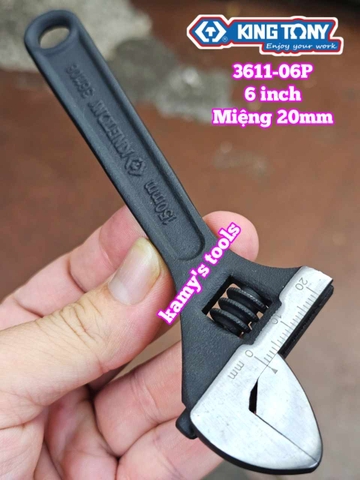 Mỏ lết miệng đen Kingtony 6 inch 150mm 3611-06P miệng mở 0-20mm
