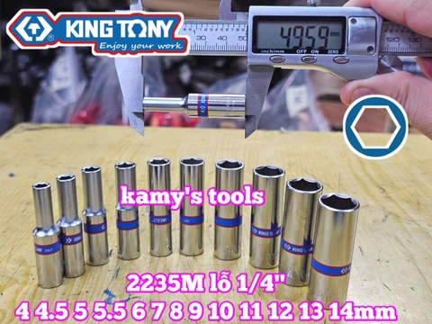 Đầu tuýp đầu khẩu dài 1/4 inch Kingtony 4mm 4.5mm 5mm 5.5mm 6mm 7mm 8mm 9mm 10mm 11mm 12mm 13mm 14mm model 2235M