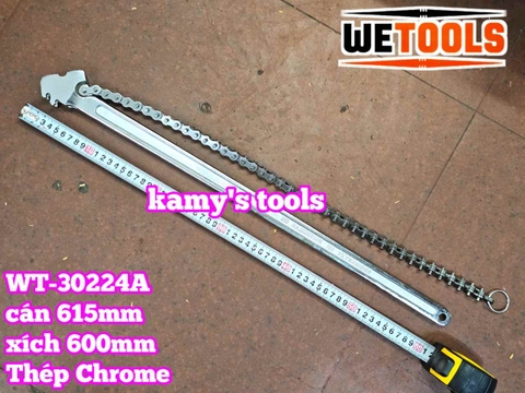 Cờ lê xích 24 inch Wetools WT-30224A thép Chrome mở ống 170mm