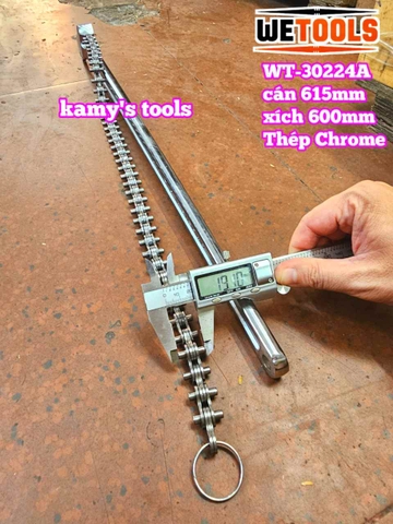 Cờ lê xích 24 inch Wetools WT-30224A thép Chrome mở ống 170mm
