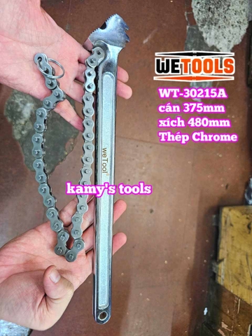 Cờ lê xích 15 inch Wetools WT-30215A thép Chrome mở ống 130mm