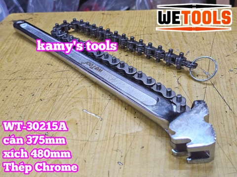 Cờ lê xích 15 inch Wetools WT-30215A thép Chrome mở ống 130mm