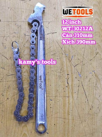 Cờ lê xích 12 inch Wetools WT-30212A thép chrome mở được ống 110mm