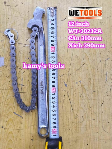 Cờ lê xích 12 inch Wetools WT-30212A thép chrome mở được ống 110mm